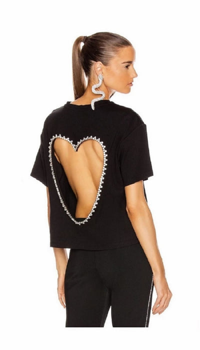 Hollow Heart Diamond Trim T-shirt