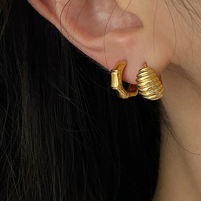 Small Croissant & Bamboo Earrings