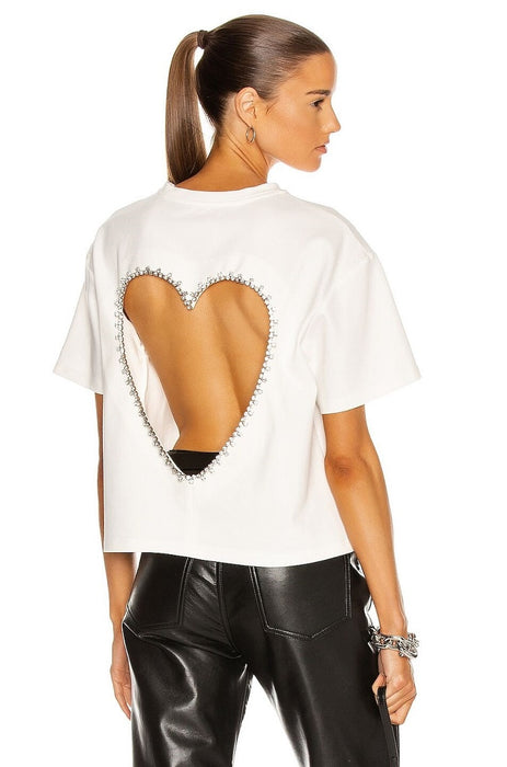 Hollow Heart Diamond Trim T-shirt